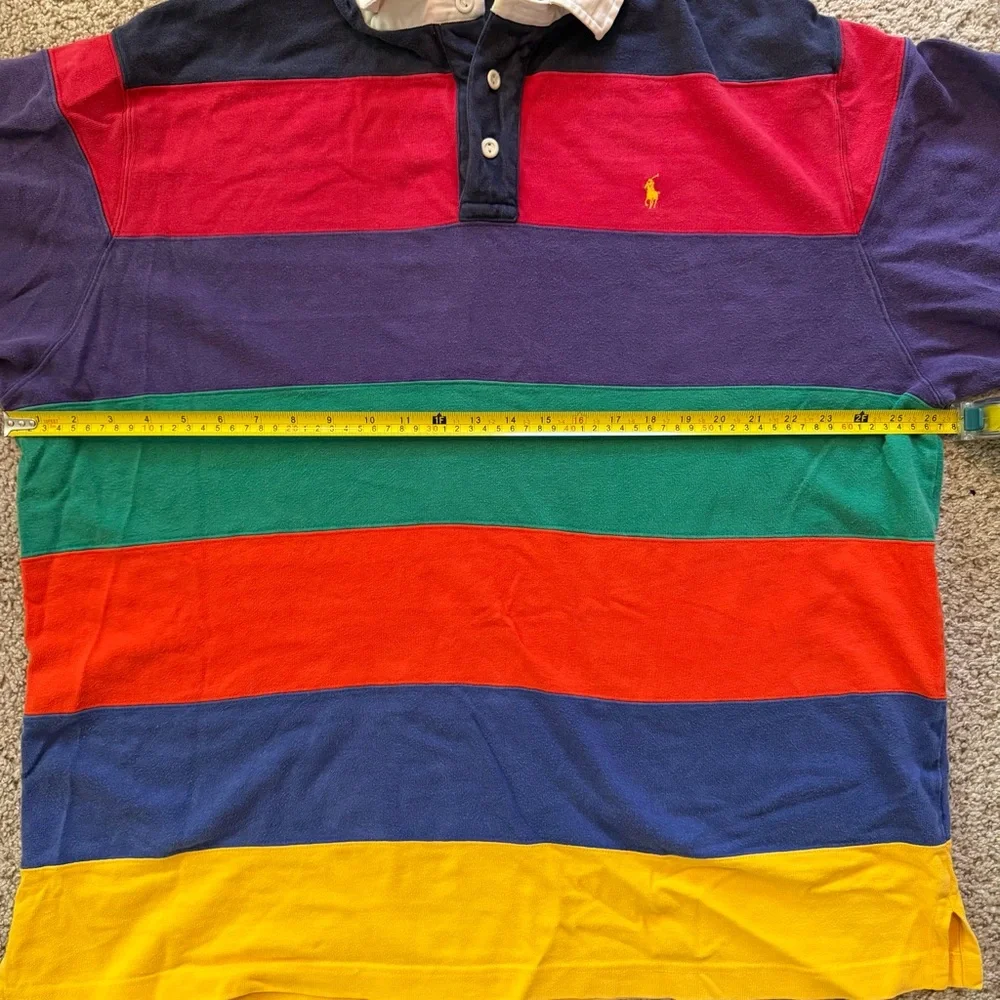 Rare Vintage 90s Polo Ralph Lauren Rainbow Color Block Rugby Shirt XL!